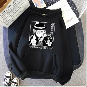 Ceketler Bungo Sokak Köpekler Külot Hoodies Serin Dazai Osamu ve Nakahara Chuuya Anime Baskı Sweatshirt Sonbahar Kış Kadınlar Sıcak Dış Giyim