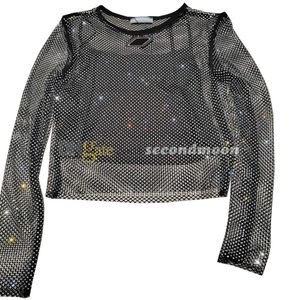 Shiny Rhinestone T Shirt Seksi Sling Yelek Moda İçi Bütün Tişört Nefes Alabilir Kırpılmış Tanklar Üst