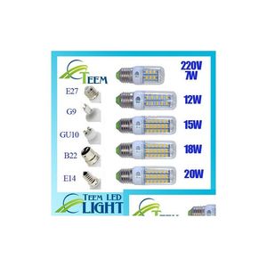 Lâmpadas LED Smd5730 E27 Gu10 B22 E14 G9 Lâmpada LED 7W 12W 15W 18W 220V 110V 360 Ângulo SMD Bb Corn Drop Delivery Luzes Iluminação Iluminação B Dhgjp