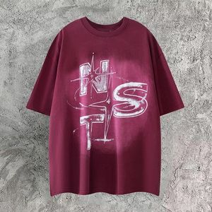 Erkekler Tişörtleri Sanat Mektubu Baskı Deseni Gevşek Tshirt Erkekler Yaz Yuvarlak Yaka Tee Fil Tasarımcısı Baskı Giysileri Camisetas Hombre