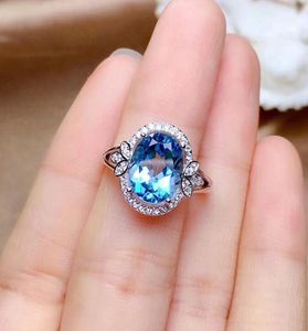 Blue Crystal Topaz Aquamarine Gemstones Diamonds Rings for Women White Gold Silver Color Wedding Engagement Band Party Gifts2325418