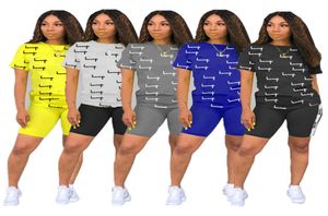 패션 여성 반바지 챔피언 챔피언 편지 인쇄 여름 짧은 슬리브 Tshirt 반바지 반바지 2 조각 세트 의상 스포츠웨어 천 3509725