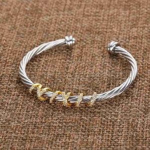 DY Bangle twisted designer bracelet classic luxury dy open bangle for gold silver Pearl cross diamond hip hot party wedding gift wholesale 240308