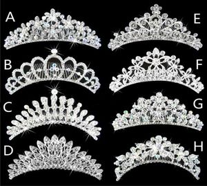 2015 Shiny Crystals Wedding Crowns Sparking Rhinestone Bridal Tiaras Hair Accessories Headpieces Comb Back Wedding Jewelery 8 Styl7941464
