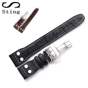 High Quality Genuine Soft Calf Leather Watch Band Strap For Iwc Mark 17 Series Watch Band 20 22mm Belt Bracelet With Rivet T190705246f
