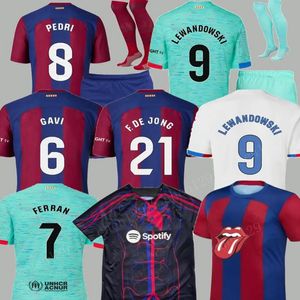 23 24 PEDRI S Soccer Jersey Barcas Gavi Lewandowski FC Ferran Camiseta de Shirt Auba Annullar 2023 2024 Ansu Fati Football Joao Felix Kids Kids