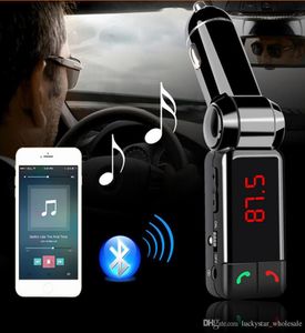 BC06 Автомобильный комплект Bluetooth Автомобильный спикерфон BT Hands Двойной порт FM-передатчика 5 В 2 А AUXIN Музыкальный плеер для Samsung iPhone Mobile3209144