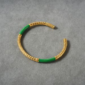 European and American Fashion Enamel Patchwork Gold Snake Scale Opening Bracelet Female Niche Design Retro Trendy Emerald Thin Bracelet