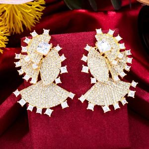 Brincos pendurados godki marca bonito tendência romântica doce brilhante gota zircônia cúbica feminino casamento na moda bijoux alta qualidade