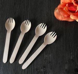 Disposable Wooden Spoon Knives Forks Western Spoons Tableware Tool Kitchen Cooking Wedding Party Supply7983118