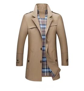 Trench da uomo Autunno Inverno Moda Misto cotone Cappotto da lavoro casual Cappotti sportivi da uomo Bello trench lungo solido Capispalla sottile Giacca a vento da uomo M-4XL