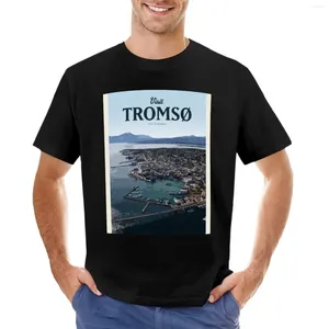 Camisetas masculinas Visite Troms?Camiseta masculina lisa da moda coreana