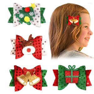 Acessórios de cabelo Ncmama Christmas Felt Bow Clips para crianças meninas doce caixa de presente árvore elk hairpins barrettes bebê
