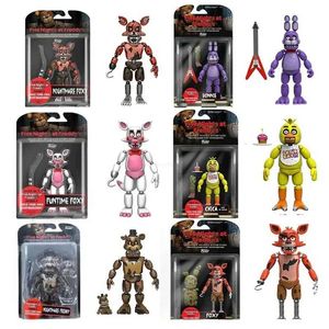 Anime Manga 14CM FNAF Charakter Nightmare Freddie Bonnie Foxchika Action Charakter Mobile Black Light Frost Bear Modell Sammlung Spielzeug Puppe J240308