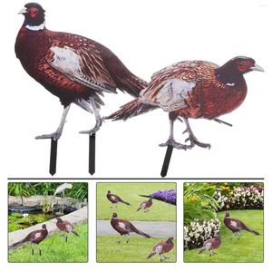 Garden Decorations 2 Pcs Pheasant Decoration Accessory Emblems Yard Ornament Sign Statue Insert Lawn