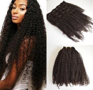 Klip w ludzkich przedłużenia włosów Afro Kinky Curly Mongolian Klip do włosów INS dla Afroamerykanów FDShine Hair3129925