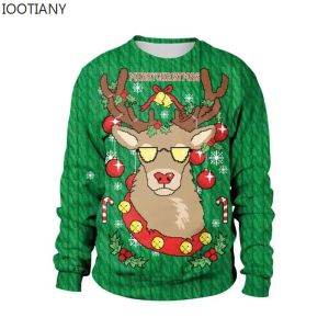 Sweaters Men Women Reindeer Ugly Christmas Sweaters Jumpers Tops 3D Funny Printed Xmas Sweatshirt Pullover Autumn Winter Festive Clothing