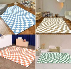 Mattor Checkerboard Area Rug för vardagsrum sovrum färgad kaklad matta rutig rutig lila rosa grön brun retro marockan1353837