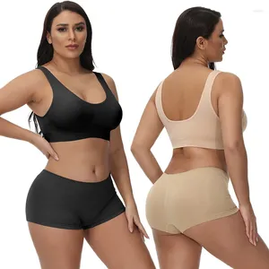 Bras Sets Cross-border Seamless Back Underwear Set Boxer Elastic Bra Sports Vest Women's