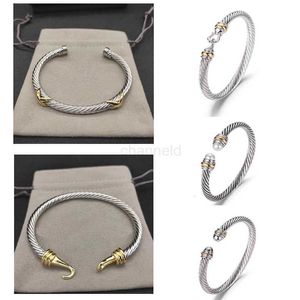 أسوار سوار Bangle Diamond Cable Dy Pulsera Luxury Men Silver Gold Pearl Head X Cuff Cuff Jewelrys for Christmas Gift 5mm 240308