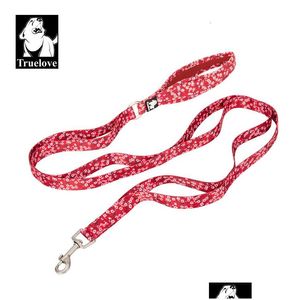 Hundhalsar Leases Dog Collar Leashes Truelove Blommor Pet Leash Neoprene Padded Handle Traffic Control Cat Strong tillräckligt lätt för att u dhrtw