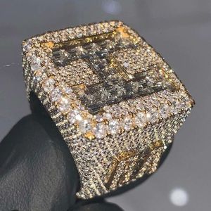 مخصص تمرير اختبار VVS Iced Out Baguette Letter Name Moissanite Hip Hop Jewelry Sier 10K 14K Gold Ring للرجال نساء