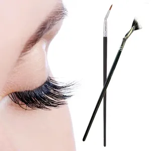 Makijaż szczotki 2 sztuki rzęsek Eyeliner pędzel wachlarz kształt oko do cienia malowanie Prezent Naturalny brwi dla dorosłych