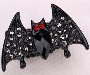 Cluster Rings Bat Stretch Ring Halloween Party Jewelry Gifts For Women Girls Kids Silver Black Tone Whole Drop9269552