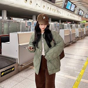 Women's Trench Coats Baseball Down For Women Cotton Parkas Loose Lightweight Tops Diamond Grid Shape Outerwears Cap Less Jacket Spring 2024