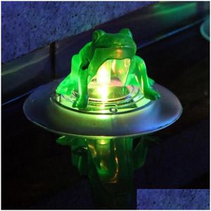 Outras luzes iluminação Rgb solar flutuante luzes led mudança de cor lótus / forma de sapo piscina ao ar livre e jardim decoração de água dhr7a