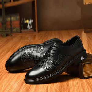 Casual Buty oryginalny skórzany mężczyzna wygodny but chodzący mężczyźni ręcznie robione vintage crocodyle wzór Oxfords