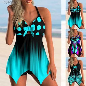 Mulheres Swimwear Verão Moda Design Womens Bikini Two Piece Set com Polka Dot Impresso Bow Swimwear e Sports Beach Wear S-6XL L240308