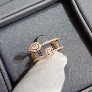 My Twin 2 Rings for Women Designer Diamond Gold Plated 18K Officiella reproduktioner Storlek 6 7 8 Brand Designer Diamond 925 Silver Jubileumsgåva med ruta 012