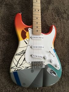 Promosyon El İşi Boya Eric Clapton Crash Rainbow Crashocaster Rainbow üzerinde Rainbow Ele Gitar Vintage Tunerlar Tremolo Köprü Whammy Bar Chrome Donanım