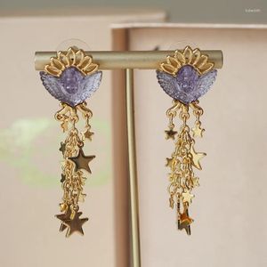 Studörhängen präglade ängelmeteor Tassel Starmoon vintage smycken för kvinnlig trend