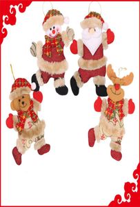 1813CM JUL PLUSH PENDANT Santa Claus Snowman Elk Bears Hanging Ornament Christmas Tree Toys Xmas Plush Doll Pendant Wall St1251077