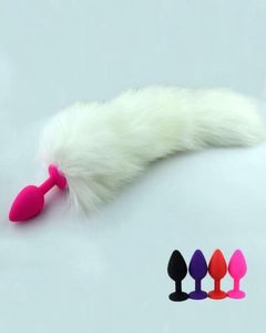 Sexy affascinante bianco coda di gatto plug anale massaggiatore della prostata pelliccia di animale coda di volpe plug giocattoli erotici giocattolo del sesso anale per adulti gioco9429564