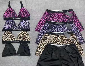 Webbing Letters Women Camisole Sexig Leopard BH -shorts Trendiga Summer Semester Beach Bras Shorts8769147