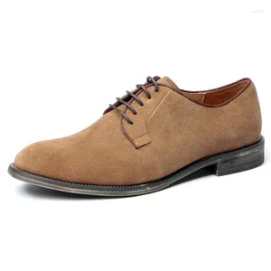 Sapatos casuais clássico cáqui cor britânica nubuck couro apontou toe derby empresário elegante casamento oxfords