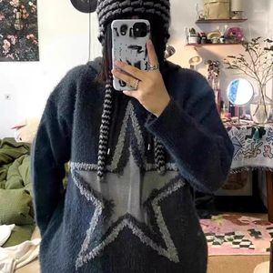 Damen Hoodies Yk2 Fashion Star Stickerei Paar Pullover Herbst High Street Kapuzenstrickwaren Koreanischer Trendstil Strickkapuzenpullover Hip Hop