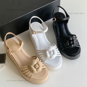 Mulheres plataforma flor sandálias apartamentos saltos lantejoulas embelezado aberto dedo do pé redondo sapatos casuais designers de luxo calçado de fábrica com caixa