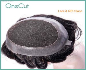 Lace PU Base Men Toupee Breathable Hu Hair Replacement System Comfortable Natural Hairline Wigs Men039s Capillary Prothis2338289