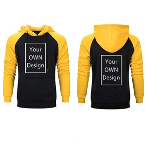 Moletom masculino personalizado retalhos com capuz sua própria marca de design imagem diy hoodies moda casual streetwear 240307