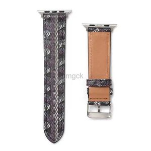 Gruplar Moda Designer Watch Bands Strap için Iwatch Serisi 7 6 5 4 3 2 Siyah Pu Deri Akıl Saatler Band Değiştirme 101301 240308