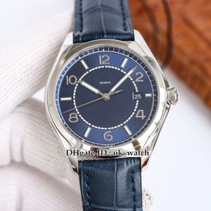 ZF 40 mm pięćdziesiąt Cal 1326 Automatyczne męskie zegarek 4600E 000A-B487 Blue Dial Srebrna obudowa skórzana Prezent