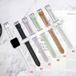 Bands Watch Silicone Strap For Watch Bracelet Hollow Plum Pattern Wristbands Iwatch Band Series 7 6 5 4 3 Watchbands With Metal Connector 240308