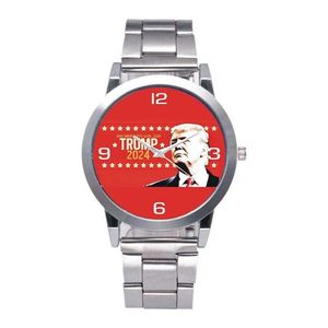 Barnklockor Trump 2024 Mänklockor Bokstäver Retro Quartz Teenager Wrist Watch 38mm Herr Rostfritt stål Rem Matic Movement SL3 DHHPL