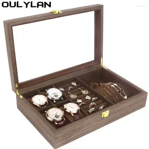 Watch Boxes Necklace Pendant Ring Storage Case 4 2 Slot Walnut Jewelry Display Box Wooden Organizer