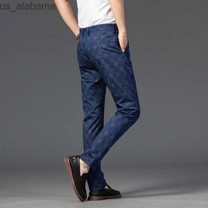 Men's Pants Fashion men 7 Color mens straight slim pants trousers trend black Plaid pants men 240308