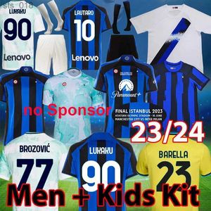 Fotbollströjor 23 24 Lukaku Jersey Barella Inters Dzeko S Lautaro Vidal J. Correa Football Shirt Calhanoglu Gagliardini Men Kit Yellowh240308